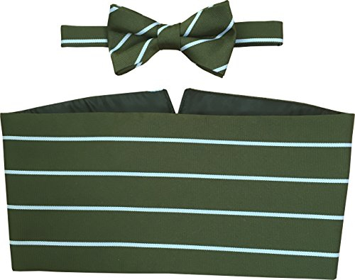 The Green Howards Regimental Kummerbund-Set (inkl. Fliege und Einstecktuch), Grün, Weiß, Einheitsgröße