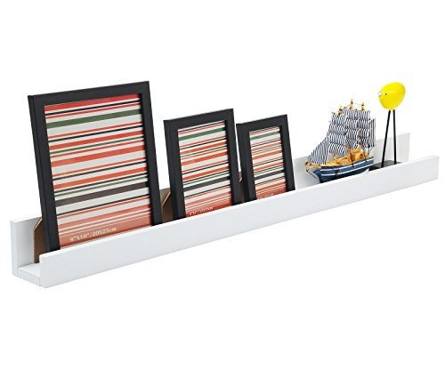 WOLTU Bilderleiste 100cm Lange, Fotoleiste Bilderregal Wandregal Bild Magazin Fotohalter, modern in Weiss RG9297ws