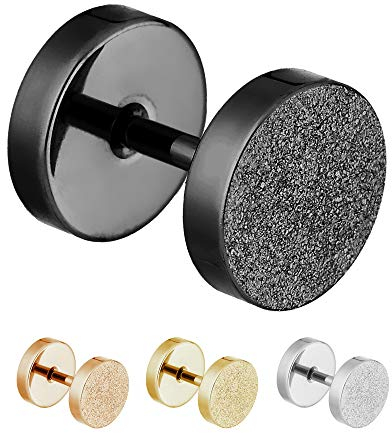 Treuheld® | 8mm Fake Plug Ohrstecker in Diamant Glitzer Optik | Schwarz | Fake Tunnel Ohrring zum Schrauben für Damen und Herren | Chirurgenstahl
