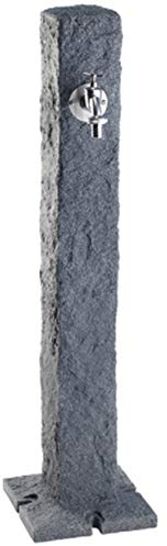 Fuente de Jardin Granito Oscuro imitación Piedra + Grifo, 100 cm, Gris
