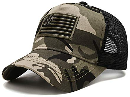 Idopy USA American Flag Army Militär Stil Mesh Baseball Cap Hut