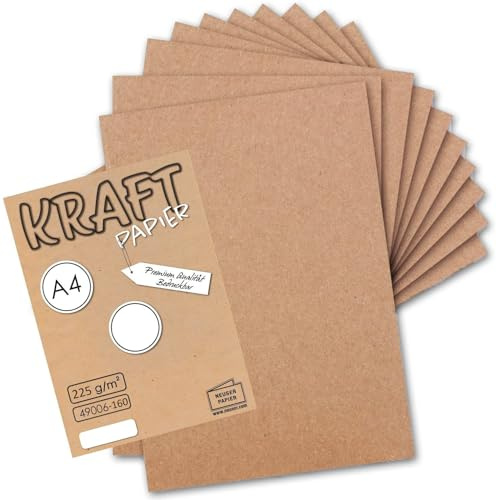 50x Vintage Kraftpapier in Rosa - DIN A4 21 x 29,7 cm - 210 x 297 mm - 225 g/m² natur Recycling-Papier, ökologisch Bastel-Karton Einzel-Karte - UmWelt by GUSTAV NEUSER