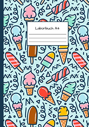 Laborbuch A4: Notizbuch DIN A4 - Kladde kariert 5 mm - 110 Seiten - Notizheft, Tagebuch, Schreibbuch - Eiscreme