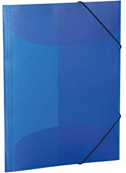 HERMA Sammelmappen A3 Blau Transluzent Set, 3 Stück, Eckspanner-Mappen aus Kunststoff mit Gummizug und Innenklappen für Kinder, Jungen und Mädchen