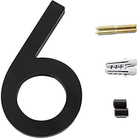 Zayookey Numéro de Maison Noir Numéro de Porte Flottant Modern Numéro D'adresse de Porte Black Floating House Number pour Boîte aux Lettres Rue (Door Number 6)