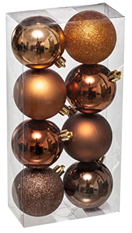 FEERIC CHRISTMAS - Déco de Sapin Lot de 8 Boules de Noël D 7 cm - Bronze et Marron
