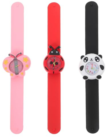 UKCOCO Set Da 3 Orologi Da Polso Per Bambini in Silicone Con Design Cartone Animato 3D Numeri Arabi Chiari Orologio Per Studenti 8.46X1.38X0.39In Colorato E Sicuro