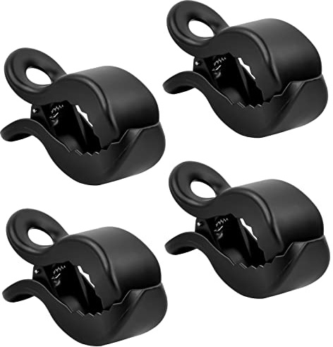 Jinlaili 4 Piezas Pinzas Universales para Cochecito, Clip de Cochecito el Plastico, Clip de Mantas para Cochecito, Accesorios de Cochecito, Pinzas de Cochecito para Fijar Juguetes Mantas Bolsas, Negro
