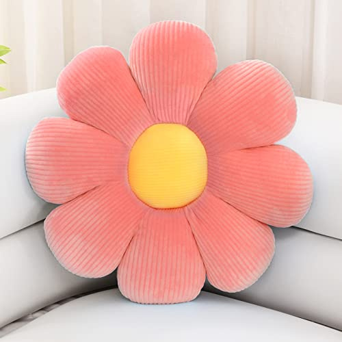 Sioloc ‌Blumenförmiges Kissen, Gänseblümchen-Kissen, Bodenkissen, Sitzkissen, Wohndekoration & Plüsch-Wurfkissen für Bett, Sofa, Sessel (Rot, 75cm)