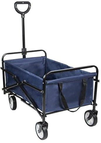 Virsus Carrello da trasporto Pieghevole da Giardino 3372, sacca in tessuto di colore blu e struttura in metallo, misura 82x43x73 cm, Carrello spesa e da spiaggia con carico massimo 60kg con 4 ruote