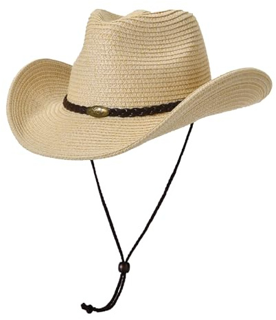 Willheoy Cowboyhut Strohhut Damen Herren Sonnenhut Sommer Strandhut Westernhut Panama Hut Unisex Cowboy Hut Faltbar Strohhut Krempe Sommerhut