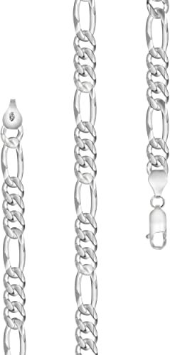 Lijoh breite Figarokette 925 Silber Herren Kette Halskette 7 mm Silberkette Länge 50 cm LJ1043-050
