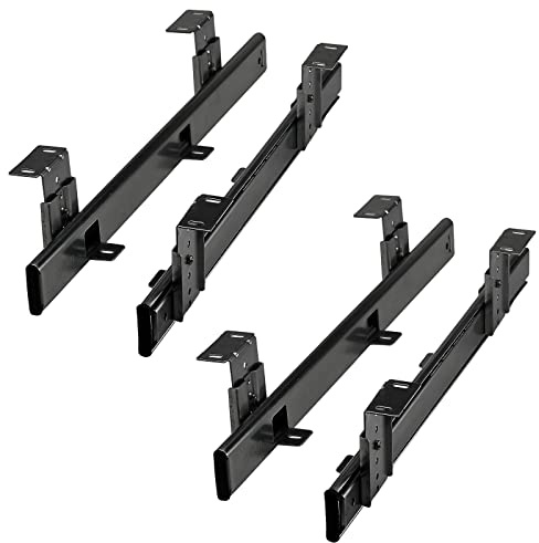2 Paar SOTECH Tastaturauszüge KT1-30-H35-400-NF 400 mm schwarz (Teilauszüge, mit Montagewinkel, höhenverstellbar, belastbar bis 30 Kg) Tastaturablagne für den Unterbau