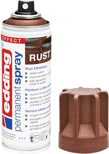 edding 5200 Permanent Spray - 200 ml - Acryllack zum Lackieren und Dekorieren von Glas, Metall, Holz, Keramik, Kunststoff, Leinwand - Lackspray, Acrylspray, Farbspray (Rosteffekt matt 3er Pack)