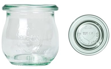 Weck Tulip 75 ml 12-teiliges Glas mit Deckel zum Einmachen von Konserven, Säften, luftdichter Aufbewahrung von trockenen Zutaten