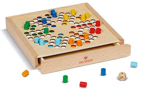 Dal Negro - Ludo für sechs Spieler, Holz Brettspiel für die ganze Familie ab 9 Jahren