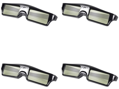 Fegtrty 4X Lunettes 3D à Obturateur Actif Rechargeables pour All DLP Projecteur