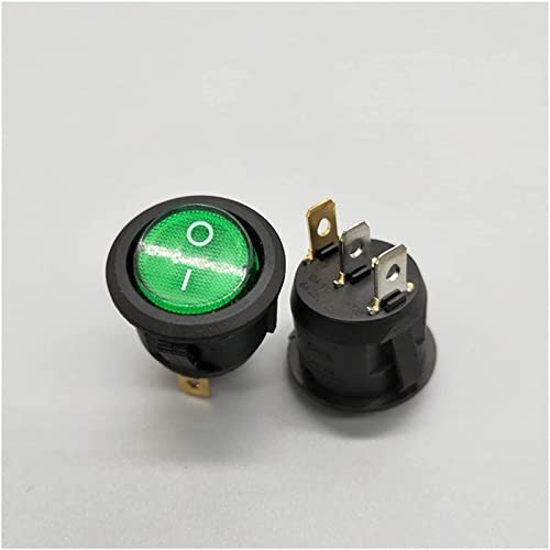 Wippschalter 1 Stück KCd1 20 mm 3-poliger LED-Schalter 10 A 12 V Lampennetzschalter Aufzug Autoknopf Licht Ein/Aus Runder Wippschalter (Farbe: Rot, Größe: 12 V) interruptor automático ( Color : Green
