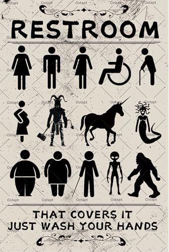 Lustiges Vintage-WC-Schild, Wanddekoration, Unisex-WC-Schild für Hotel, Zuhause, WC, Metallblechschilder für Badezimmer, Toilette, öffentliche Orte, 20,3 x 30,5 cm