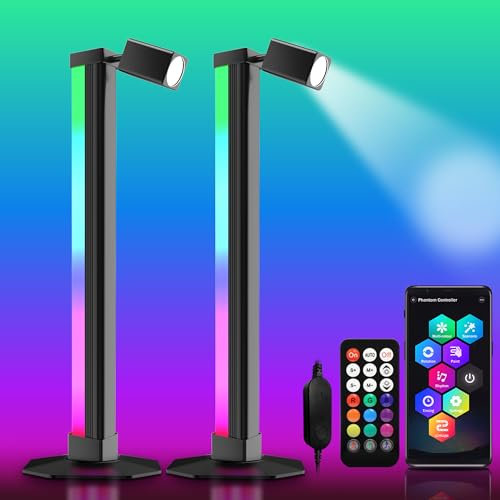 FUPT LED Light Bars, 2pcs Smart RGB Lightbar with Book Light, Ambient Lighting with DIY/Music Sync/ 8 Scene Modes, Gaming Lights LED TV Backlight with App Control, Colour Changing Light Bars for Room