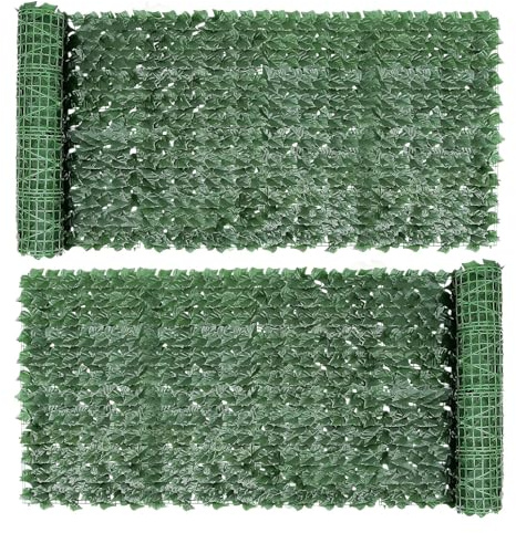 Fence Screening,1 * 3M Artificial Ivy Fence Screening, Water Proof Artificial Trellis, Artificial Hedge Roll, Trellis with Artificial Leaves,Privacy Screen Garden for Balcony Garden Decoration(2PCS)