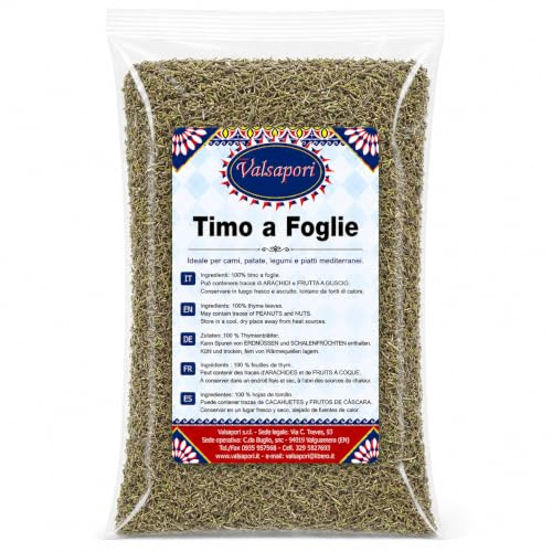 Timo Essiccato in Foglie per Insaporire Piatti Carni, Pesce 500 g | Per patate, legumi, zuppe, arrosti e piatti al forno; facile da distribuire durante la cottura o come finitura