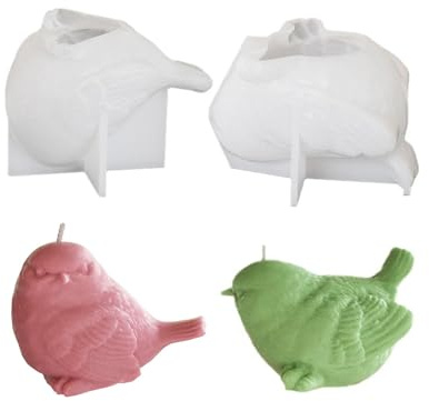 Xidmold 2 Stück Kerzenform Vogel, Gipsform Vogel, 3D Vogel Silikonform Gießformen für Sojawachs Kerzen, Seife, Gips, Epoxidharz, Handwerk