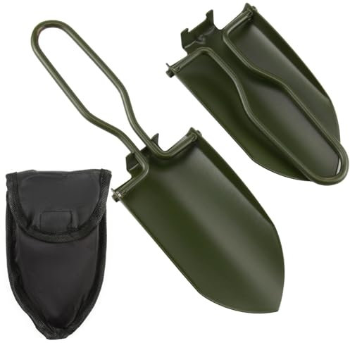 Pala Pieghevole Compatta in Acciaio Inox per Giardino e Esterno, Mini Pala a Mano con Borsa per Il Trasporto per Campeggio, Escursionismo e Altro Ancora