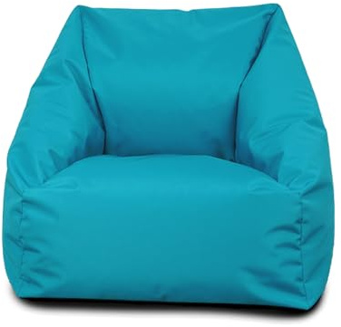 Large High Back Childrens Bean Bag Chair - 62(D) x 62(W) x 52(H) Lightweight Comfortable Beanbag Ergonomic Kids Beanbag Lounger - Recliner Seating Breathable Fabric for Bedroom & Lounge - (Turquoise)