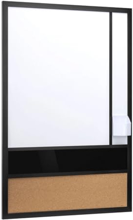 Spacetronik 3in1 Kombitafel, Magnettafel, Whiteboard & Kork-Pinnwand, Wandtafel mit trocken abwischbarer & magnetischer Schreibfläche, Memoboard für Büro, Schule & Zuhause (60x90 cm)