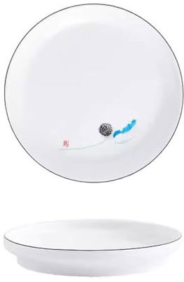 Dining Plates Household Exquisite Club Hotel Tableware Decoration Creative Plate Large Vegetable Plate Salad Bowl Ceramic Dinner Plates (M)