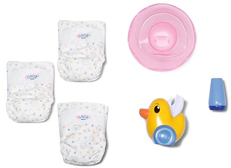 BABY born Potty Set - Includes Diapers, Cream Jar & Duck Berta as Tissue Dispenser Doll Accessory - For Dolls Sized 36 cm & 43 cm, Pink