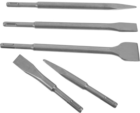Amosfun Set di 5 Scalpelli Punta Piatta e Tonda per Calcestruzzo, Acciaio e Plastica Custodia per Pareti in Cemento