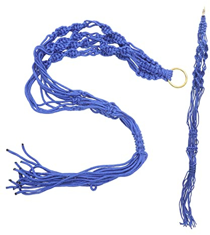 BESTonZON Handgewebter Pflanzenhalter im Boho Stil für Blumentöpfe | Nylon, Blau, für Wohnzimmer und Außenbereich, Dekorativer Korb für Topfaufbewahrung, 2 Stück