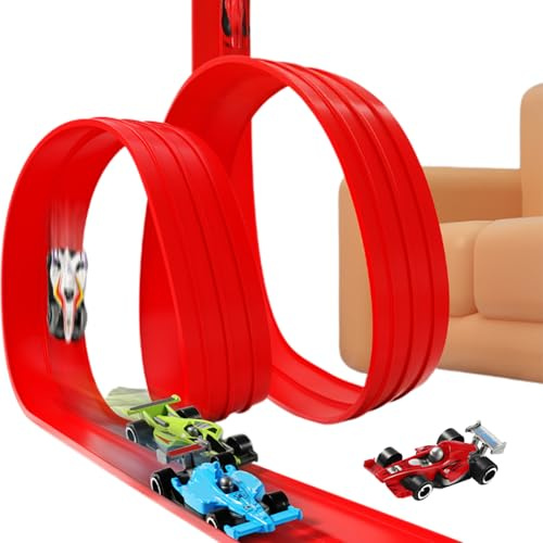 Flex Track | Flexible Auto Rennbahn Mit Saugnapfen - Lernspielzeug Aufrollbare Fahrbahn Für Kinder Ab 4 Jahren
