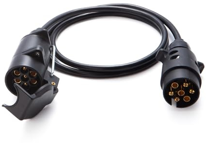 Feuunly 1,2M Rallonge Remorque 7 Broches, Norme ISO 1724, Prise Remorque 7 Broches Male a Femelle, Câble Cuivre Pur, pour Véhicules Européens Remorque Yacht Porte-Vélos 12V/24V