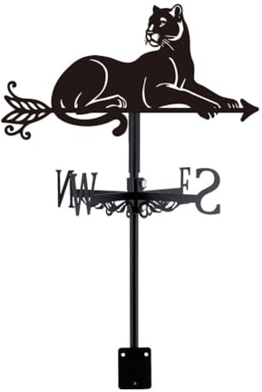 SUPERDANT Panther Wetterhahn Mit Leopardenmuster Windrichtungsanzeiger Metall Windrichtungsanzeiger Wetterfahne Für Dach Farmhaus Garten Deko Windfahne Schwarz Geschenke