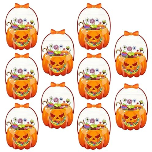 Halloween godispåsar | 10 st godispåsar | Transparent väska för fest utomhus l skola evenemang | klassrumsmat godis för pojkar och flickor