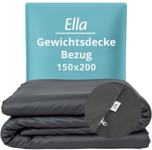 Ella Bettbezug 150x200 cm für Gewichtsdecke - Hergestellt aus 100% Baumwolle - Geeignet für 7 kg und 9 kg Gewichtsdecken - Anthrazitgrau
