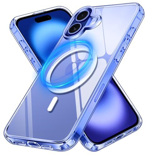 ivoler Clara Funda Magnética para iPhone 16, Compatible con MagSafe, [Anti-Amarillo] [Protección Militar] Carcasa Bumper Teléfono Antigolpes Transparente Anti-Choques Case