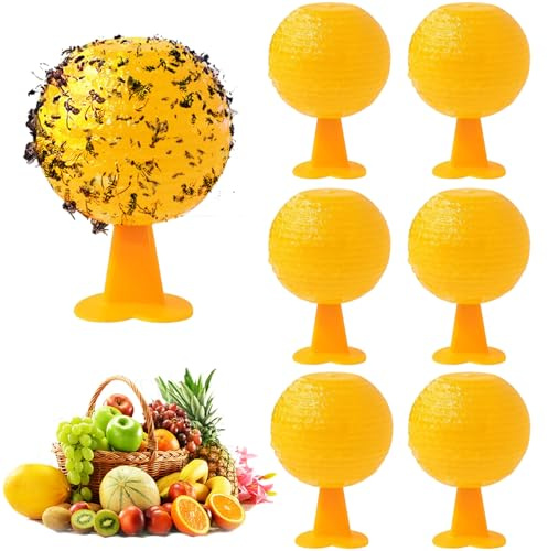 Fruchtfliegenfallen,6 Stück Fruchtfliegenfallenbälle,Gelbe Fruchtfliegenfallen,Fliegenfalle für Fruchtfliegen,für Fruchtfliegen,Ameisen,Mücken und Spinnen,für Küche,Balkone