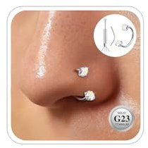 ESHIONER G23 Titan hästsko näsring för kvinnor septum ring silver guld 20 g 7-10 mm näsa piercing CZ örhängen brosk helix tragus ögonbryn daith labret läppringar hästsko piercing smyckesset, (20g)0.8