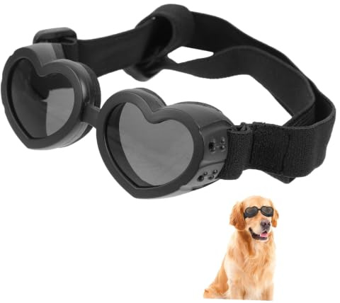TOVINANNA Gafas para Perros Resistentes al Viento y Impermeables, Accesorio de Moda para Mascotas en Fiesta Verano al Aire Libre Diseño Negro y Materiales PC y Tpee