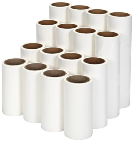 Cleaning Tape 4 Pack, Tearable 60 Sheets for Pet Hair Remover Rollers | Paper and Hot Melt Glue, Even Coating and Oblique Tear Design, White 19cm Size for Rollers