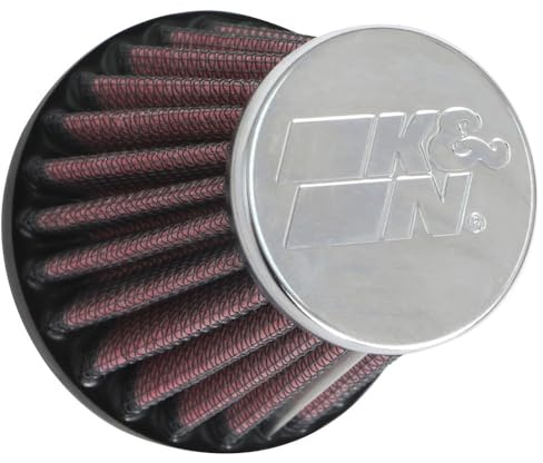 K&N RC-2310 KFZ und Motorrad Universal Chrom Filter, Rot | 40mm Flansch, 76mm Untendurchmesser, 51mm Obendurchmesser, 76mm Höhe (RC-2310)