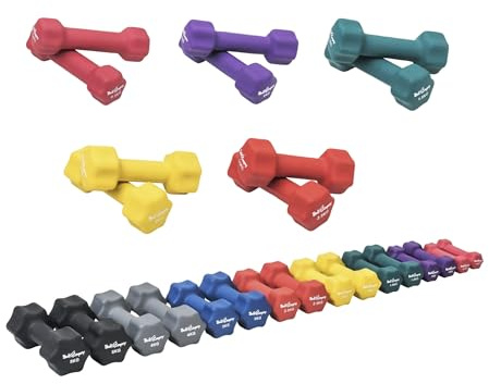 Bad Company Neopren Hanteln 0,5kg bis 5kg farbig I Kleine Hantel gummiert für Fitness Gymnastik Aerobic Zuhause I Home Gym Kurzhanteln für Frauen Männer I Dumbbells