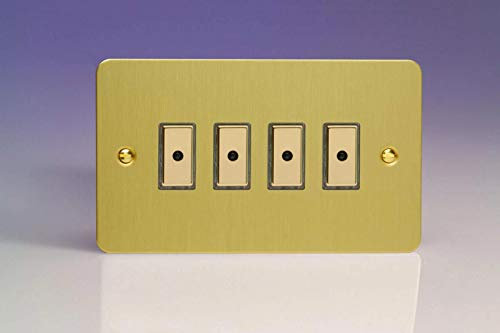 Varilight 4-Gang 1-Way Remote/Tactile Touch Control Master LED Dimmer Light Switch 4 x 0-100W (Max 10 LEDs) Brushed Brass JFBE104
