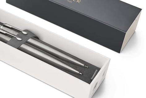 Parker Kugelschreiber und Bleistift Set in Parker-Geschenkbox, Edelstahl, schwarze Schreibfarbe