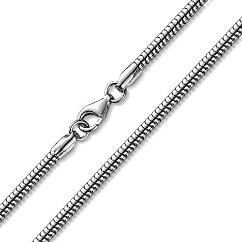 925 Sterling Silber Schlangenkette 3mm Damen Halskette Collier K28 | aus rhodiniertem Sterlingsilber incl Schmuck Box von MATERIA by Matthias Wagner