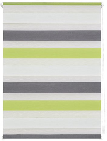 Lichtblick Doppelrollo Klemmfix ohne Bohren, Streifen Bunt, Blickdicht, Klemmträger-Montage, Sichtschutz, Wandmongtage, Deckenmontage, Grün - Grau - Weiß, 80 cm x 200 cm (B x L)